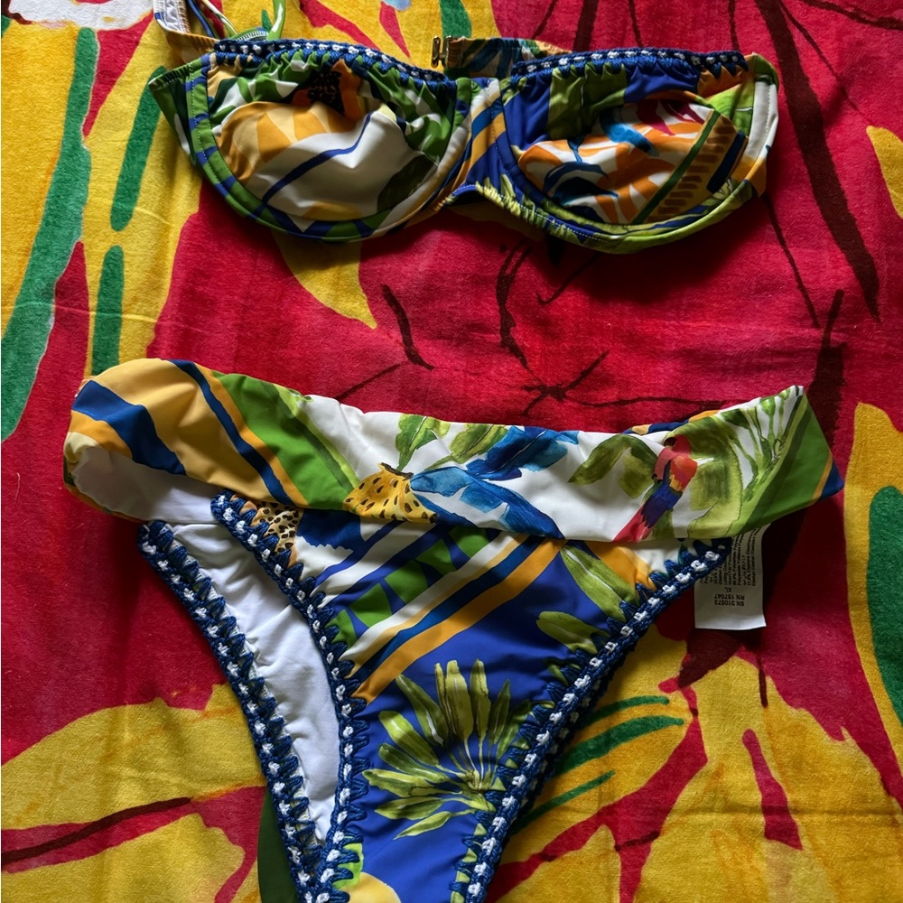 Farm Rio bikini. Top size large. Bottom size extra large